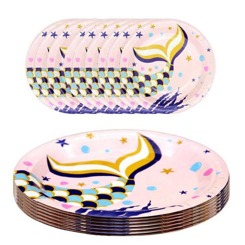 Mermaid Theme Birthday Party Tableware Package (#Type D)